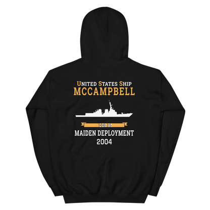 USS McCampbell (DDG-85) 2004 MAIDEN DEPLOYMENT Unisex Hoodie – back view, black
