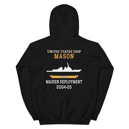 USS Mason (DDG-87) 2004-05 MAIDEN DEPLOYMENT Unisex Hoodie – back view, black