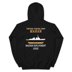 USS Mahan (DDG-72) 2000 MAIDEN DEPLOYMENT Unisex Hoodie – back view, black