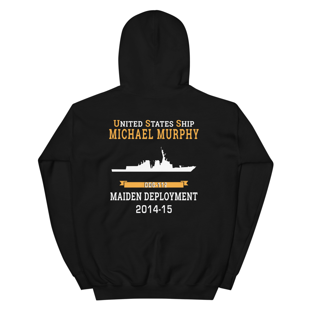 USS Michael Murphy (DDG-112) 2014-15 MAIDEN DEPLOYMENT Unisex Hoodie – back view, black