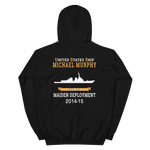 USS Michael Murphy (DDG-112) 2014-15 MAIDEN DEPLOYMENT Unisex Hoodie – back view, black