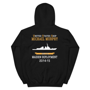 USS Michael Murphy (DDG-112) 2014-15 MAIDEN DEPLOYMENT Unisex Hoodie – back view, black