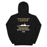 USS Laboon (DDG-58) 1996 MAIDEN DEPLOYMENT Unisex Hoodie – back view, black
