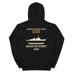 USS Kidd (DDG-100) 2009 MAIDEN DEPLOYMENT Unisex Hoodie – back view, black