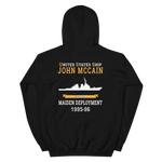 USS John S. McCain (DDG-56) 1995-96 MAIDEN DEPLOYMENT Unisex Hoodie – back view, black