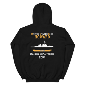 USS Howard (DDG-83) 2004 MAIDEN DEPLOYMENT Unisex Hoodie – back view, black