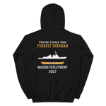 USS Forrest Sherman (DDG-98) 2007 MAIDEN DEPLOYMENT Unisex Hoodie – back view, black