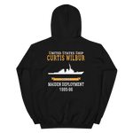 USS Curtis Wilbur (DDG-54) 1995-96 MAIDEN DEPLOYMENT Unisex Hoodie – back view, black