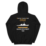 USS Cole (DDG-67) 1998 MAIDEN DEPLOYMENT Unisex Hoodie – back view, black