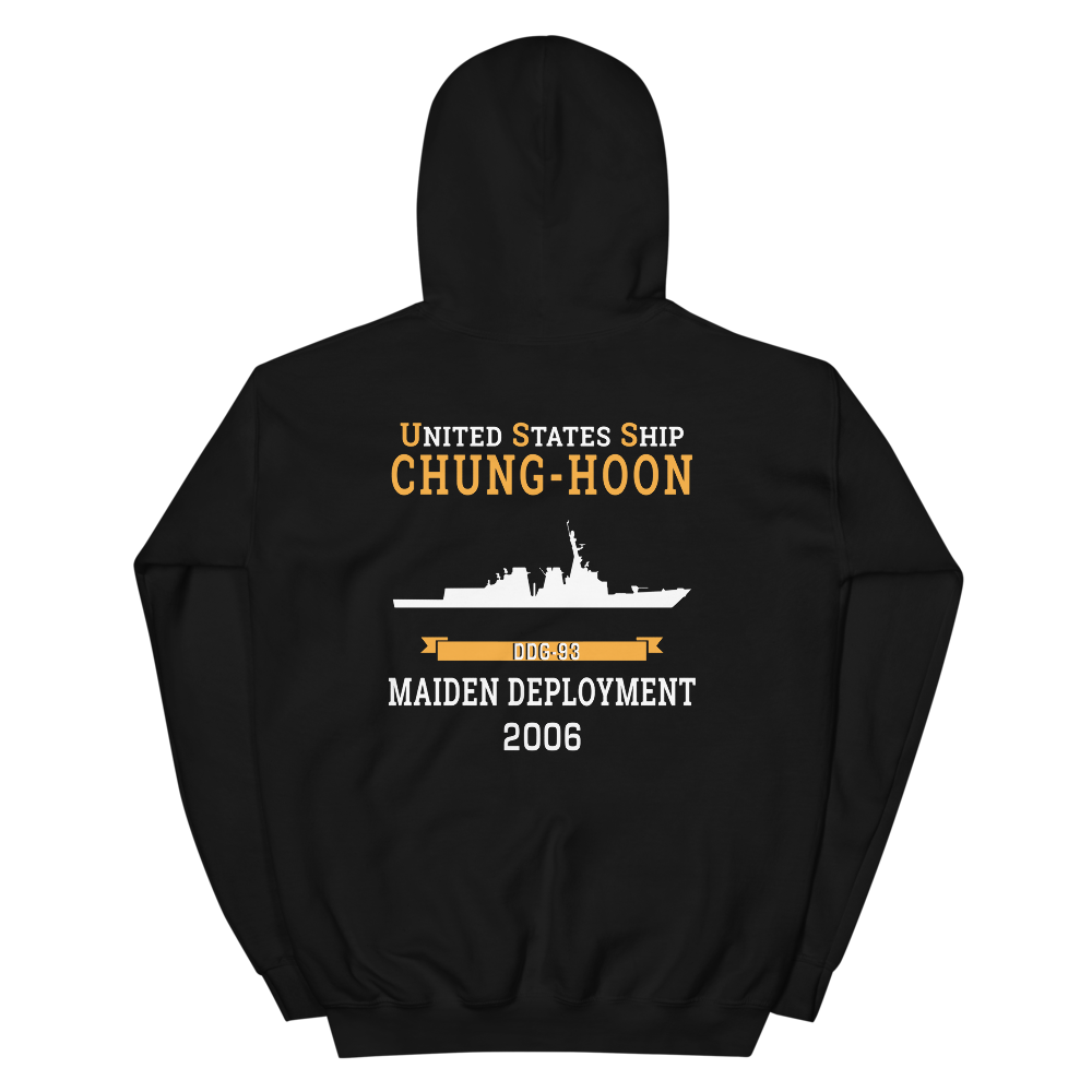 USS Chung-Hoon (DDG-93) 2006 MAIDEN DEPLOYMENT Unisex Hoodie – back view, black