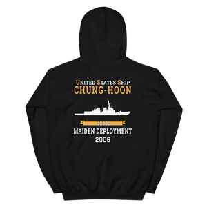 USS Chung-Hoon (DDG-93) 2006 MAIDEN DEPLOYMENT Unisex Hoodie – back view, black