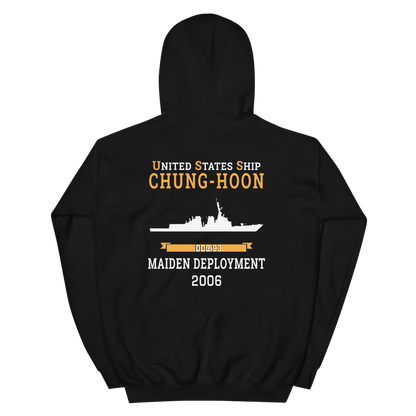 USS Chung-Hoon (DDG-93) 2006 MAIDEN DEPLOYMENT Unisex Hoodie – back view, black