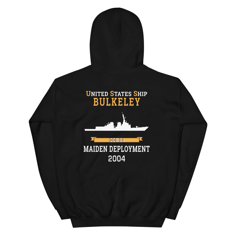 USS Bulkely (DDG-84) 2004 MAIDEN DEPLOYMENT Unisex Hoodie – back view, black