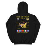 USS Detroit (AOE-4) 1983 Med Cruise Hoodie – back view, black