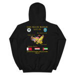 USS Blue Ridge (LCC-19) 1990-91 ODS/S Cruise Hoodie – back view, black