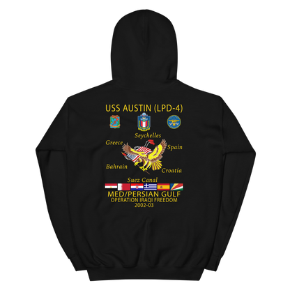 USS Austin (LPD-4) 2002-03 Cruise Hoodie – back view, black