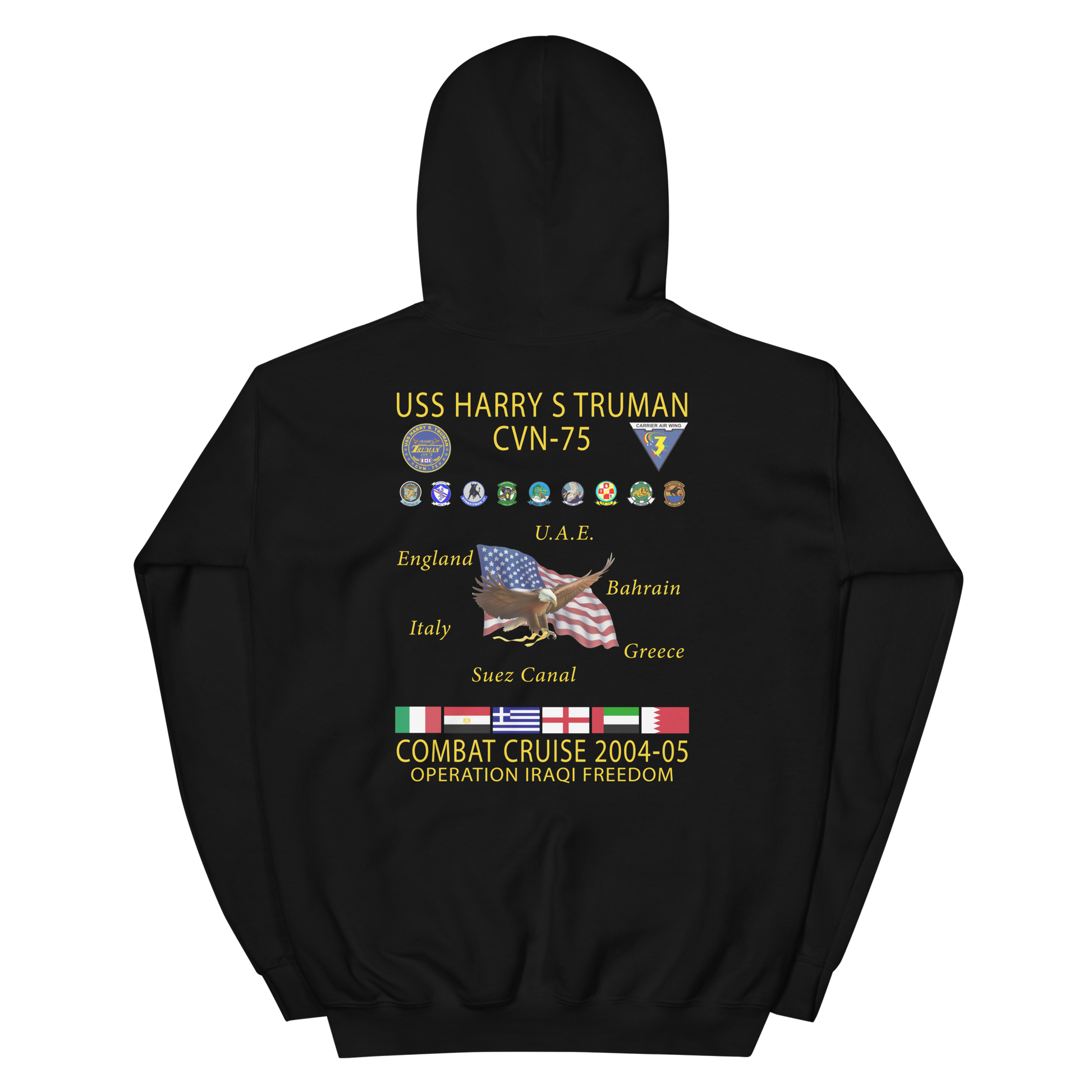 USS Harry S. Truman (CVN-75) 2004-05 Cruise Hoodie – back view, black