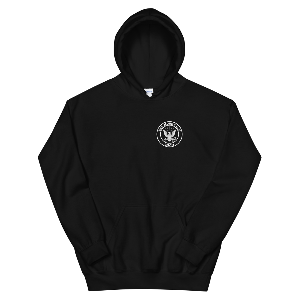 USS Mobile Bay (CG-53) 2016 Deployment Hoodie – front view, black