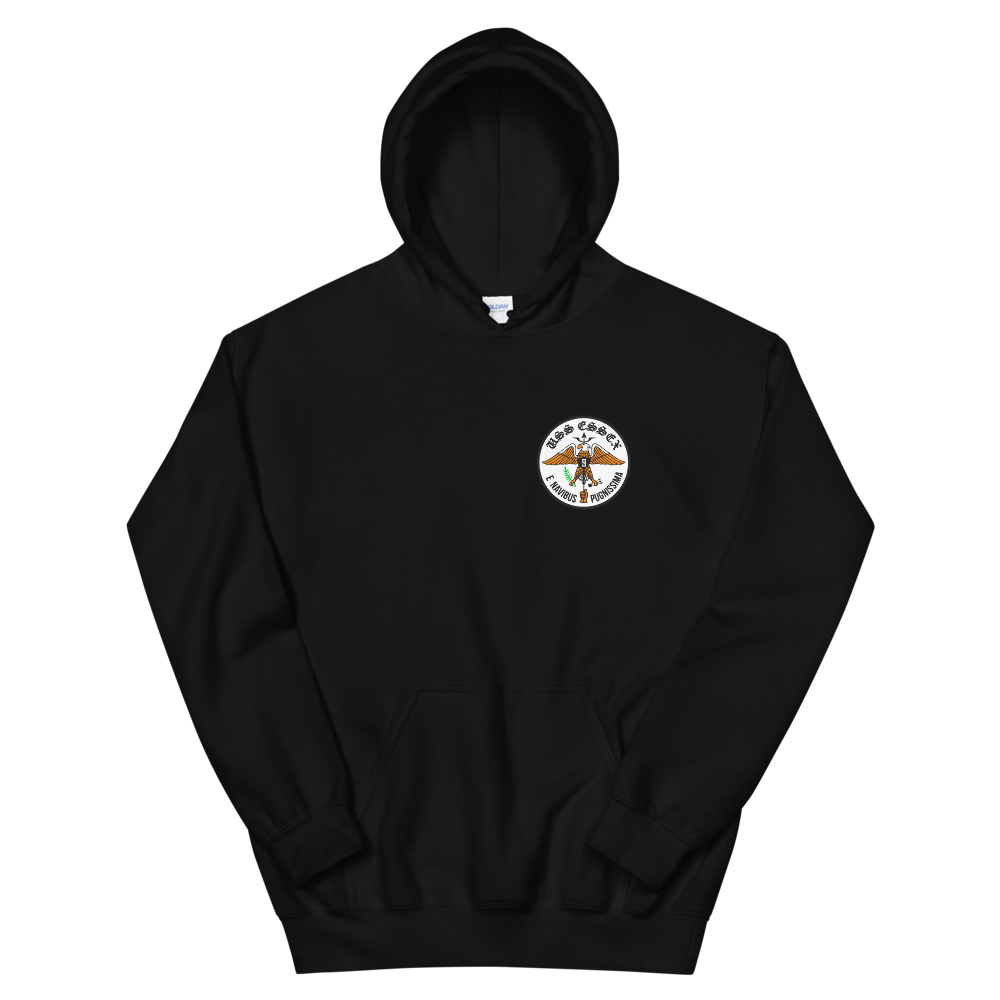 USS Essex (CVS-9) Ship's Crest Hoodie – front view, black