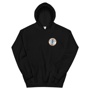 USS Lexington (CVS-16) Ship's Crest Hoodie – front view, black