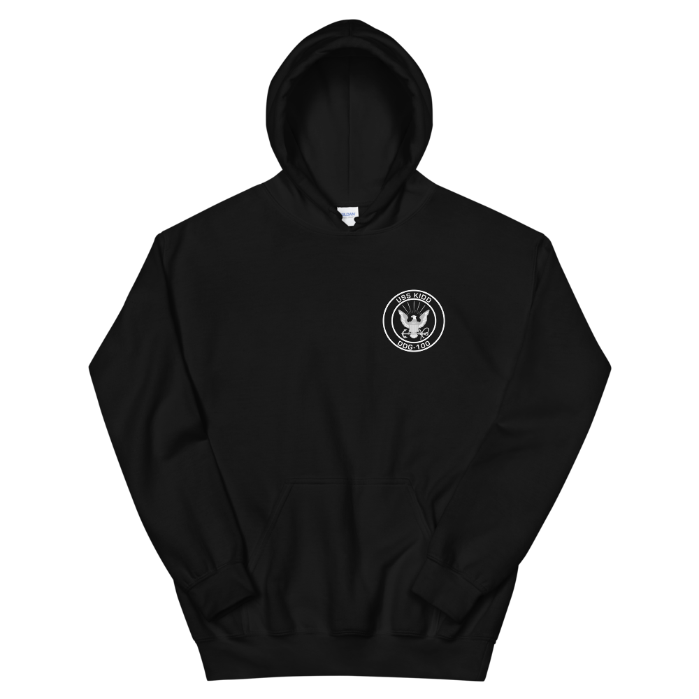 USS Kidd (DDG-100) 2009 MAIDEN DEPLOYMENT Unisex Hoodie – front view, black