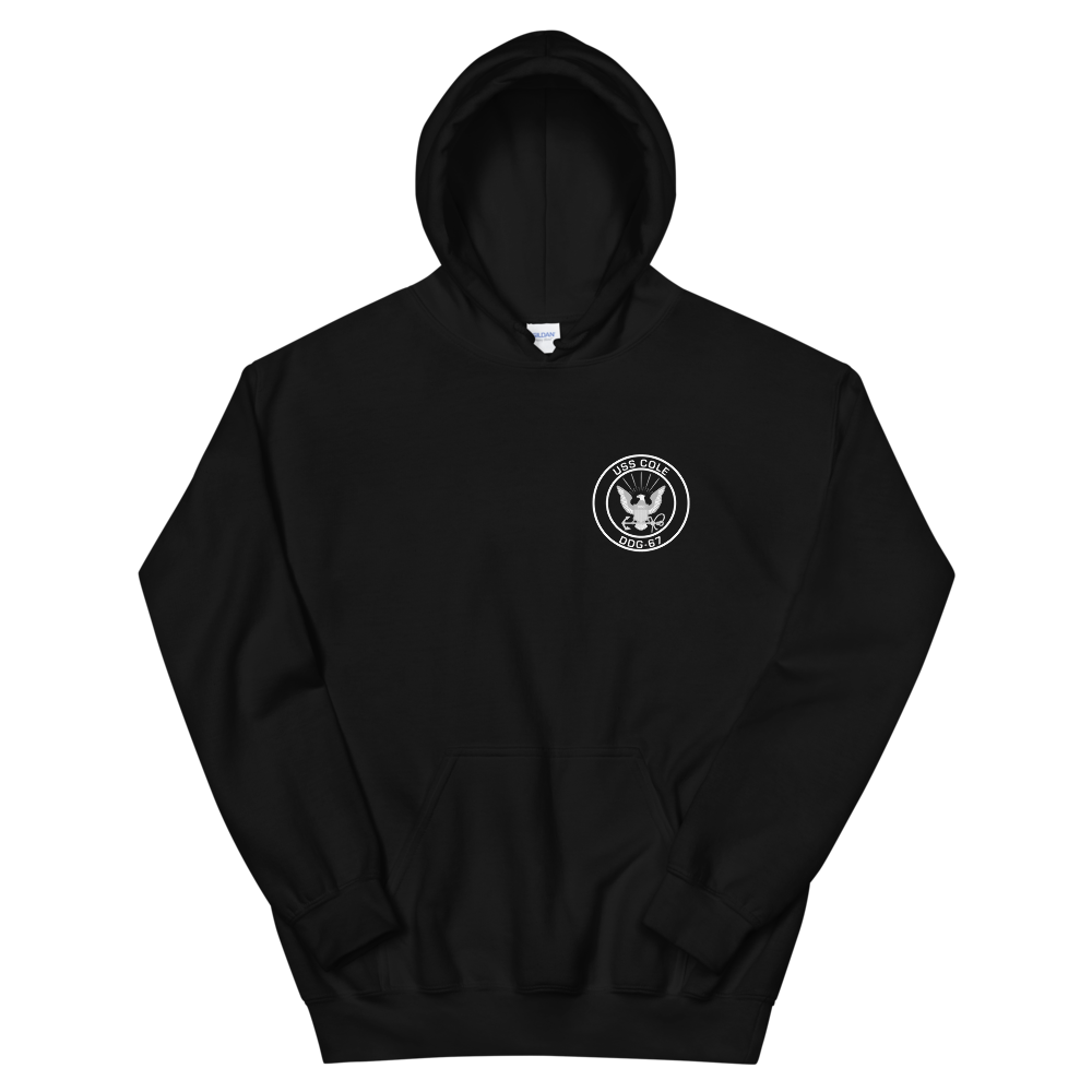 USS Cole (DDG-67) 1998 MAIDEN DEPLOYMENT Unisex Hoodie – front view, black