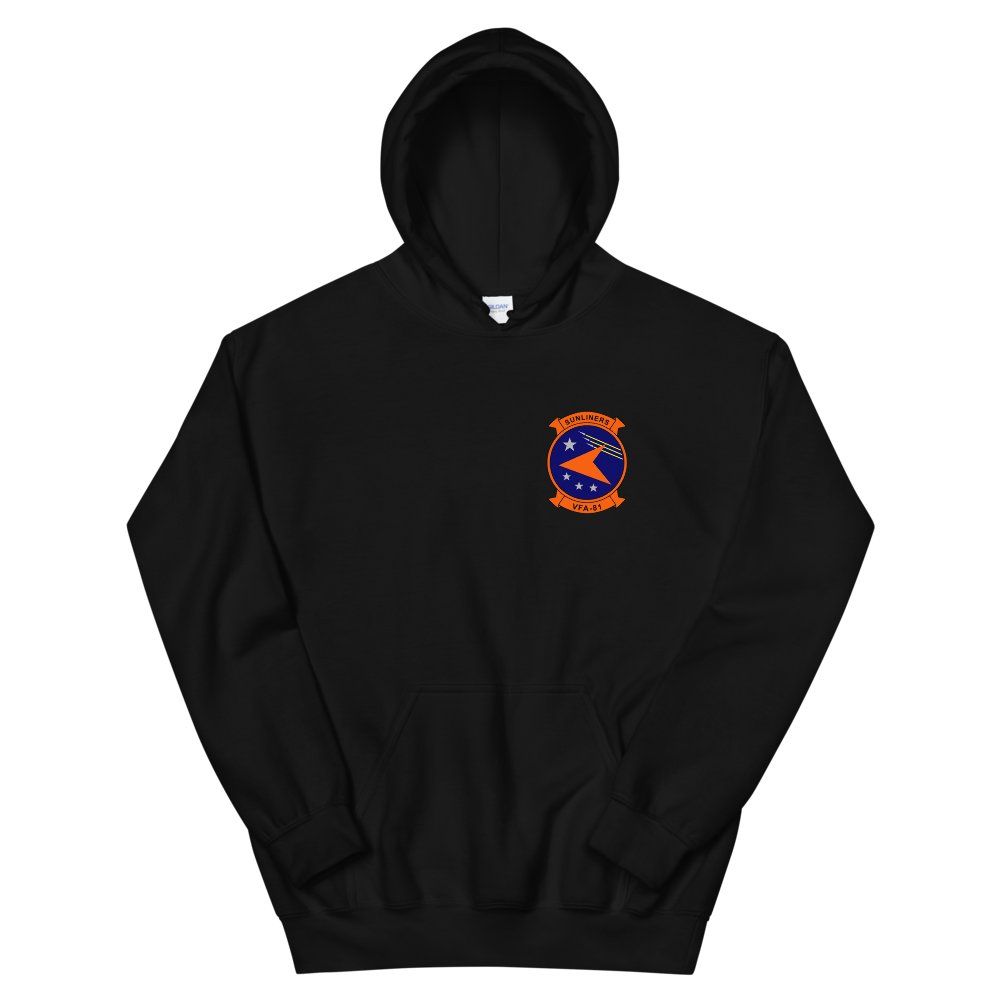 VFA-81 Sunliners Squadron Crest Unisex Hoodie – front view, black