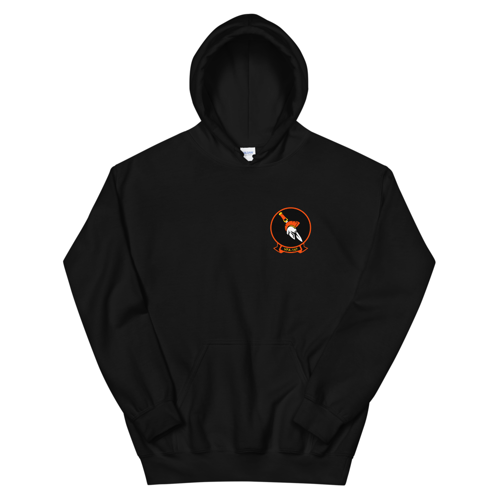 VFA-147 Argonauts Squadron Crest Unisex Hoodie – front view, black