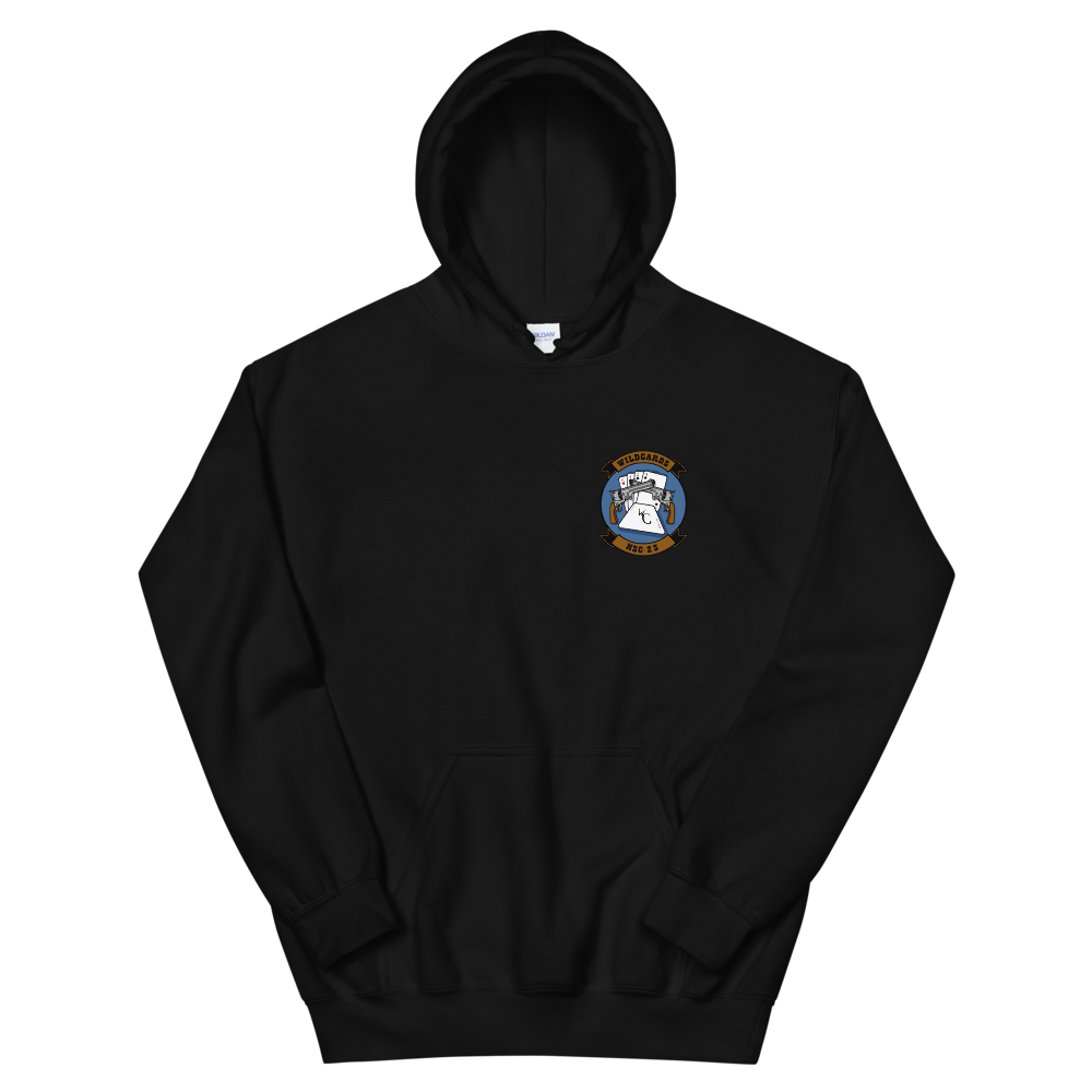 HSC-23 Wildcards Squadron Crest Unisex Hoodie – front view, black