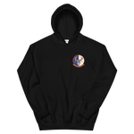 HSC-3 Merlins Squadron Crest Unisex Hoodie – front view, black