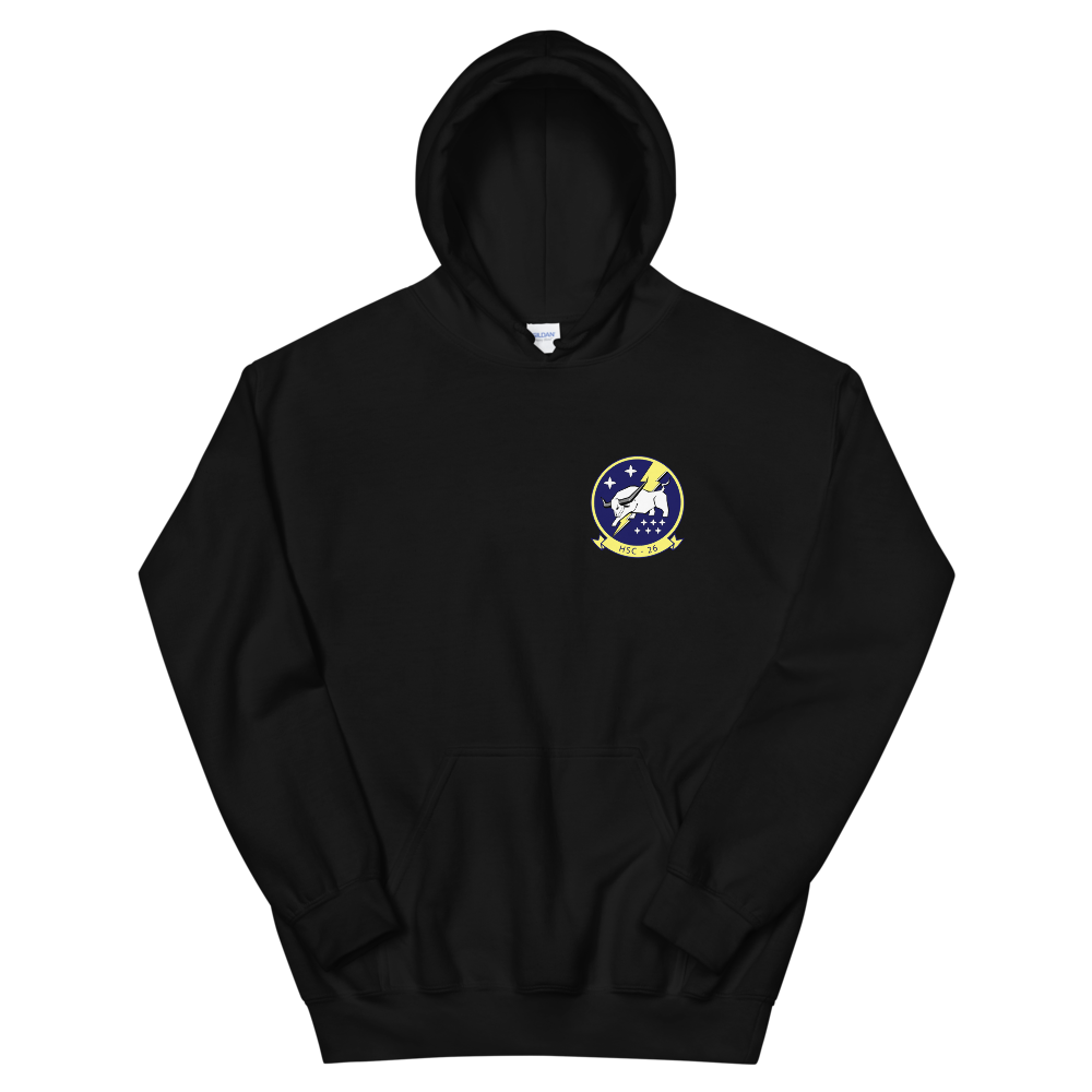 HSC-26 Chargers Squadron Crest Unisex Hoodie – front view, black