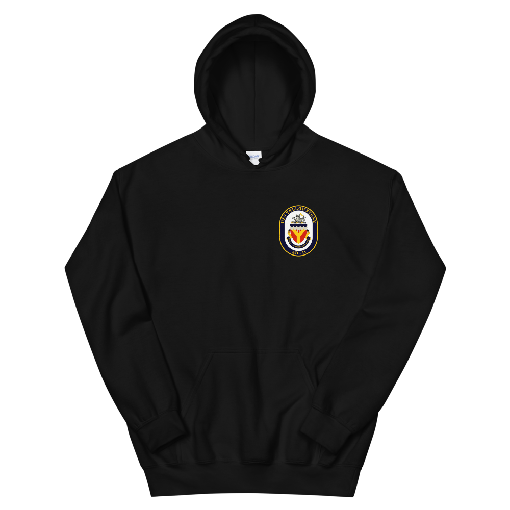 USS Yellowstone (AD-41) 1990-91 ODS/S Cruise Hoodie – front view, black