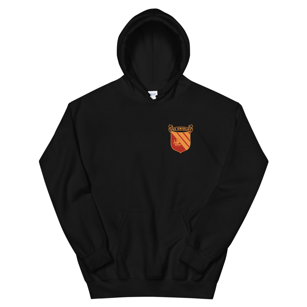 USS Gridley (CG-21) Ship's Crest Hoodie – front view, black