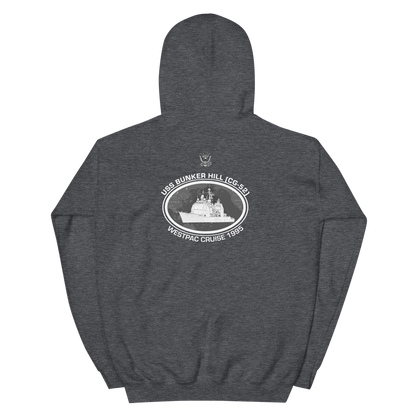 USS Bunker Hill (CG-52) 1995 Deployment Hoodie – back view, heather