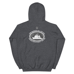 USS Bunker Hill (CG-52) 1987-88 Deployment Hoodie – back view, heather