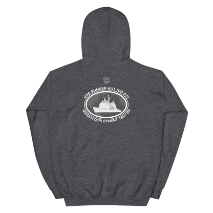 USS Bunker Hill (CG-52) 1987-88 Deployment Hoodie – back view, heather