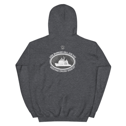 USS Bunker Hill (CG-52) 2006-07 Deployment Hoodie – back view, heather