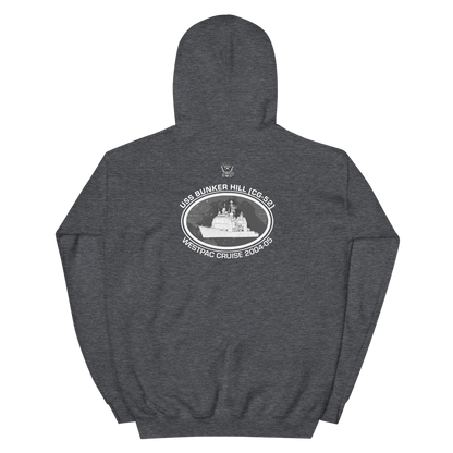 USS Bunker Hill (CG-52) 2004-05 Deployment Hoodie – back view, heather