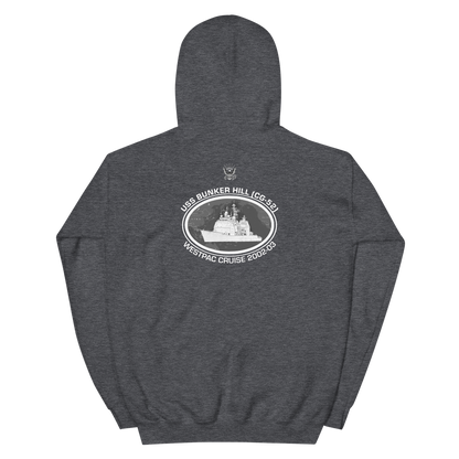 USS Bunker Hill (CG-52) 2002-03 Deployment Hoodie – back view, heather