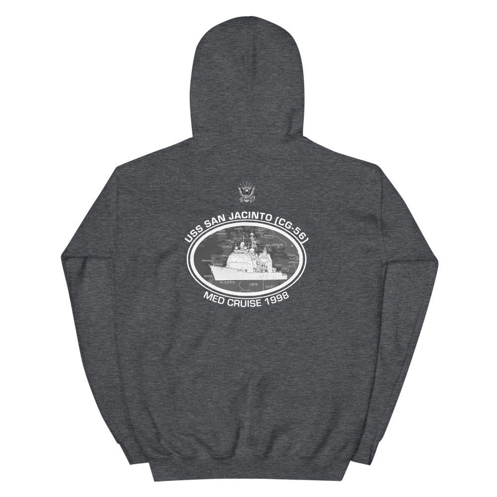 USS San Jacinto (CG-56) 1998 Deployment Hoodie – back view, heather