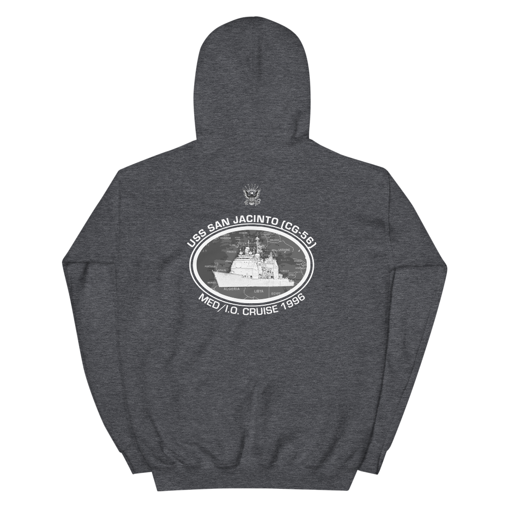 USS San Jacinto (CG-56) 1996 Deployment Hoodie – back view, heather