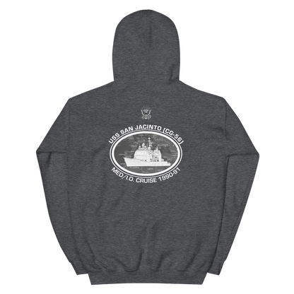 USS San Jacinto (CG-56) 1990-91 Deployment Hoodie – back view, heather