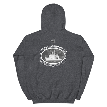 USS San Jacinto (CG-56) 1989 Deployment Hoodie – back view, heather