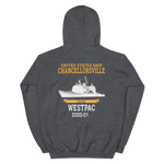 USS Chancellorsville (CG-62) 2000-01 WESTPAC Hoodie – back view, heather
