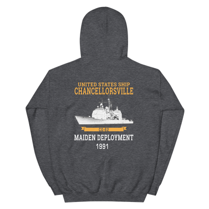 Unisex USS Chancellorsville (CG-62) 1991 Maiden Deployment – back view, heather