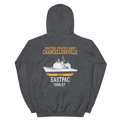 USS Chancellorsville (CG-62) 1996-97 EASTPAC Hoodie – back view, heather