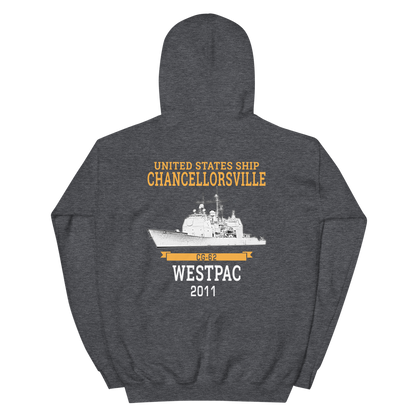 USS Chancellorsville (CG-62) 2011 WESTPAC Hoodie – back view, heather