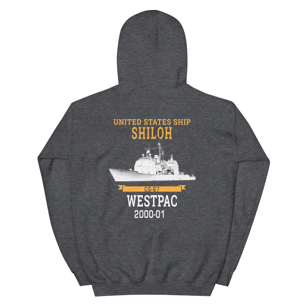 USS Shiloh (CG-67) 2000-01 WESTPAC Hoodie – back view, heather