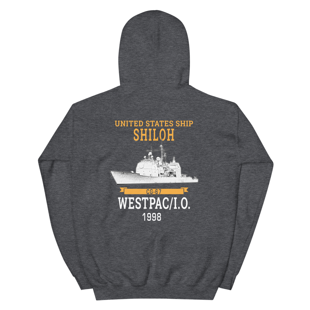 USS Shiloh (CG-67) 1998 WESTPAC/IO Hoodie – back view, heather