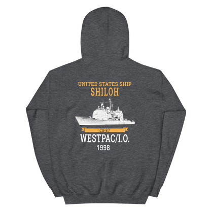 USS Shiloh (CG-67) 1998 WESTPAC/IO Hoodie – back view, heather